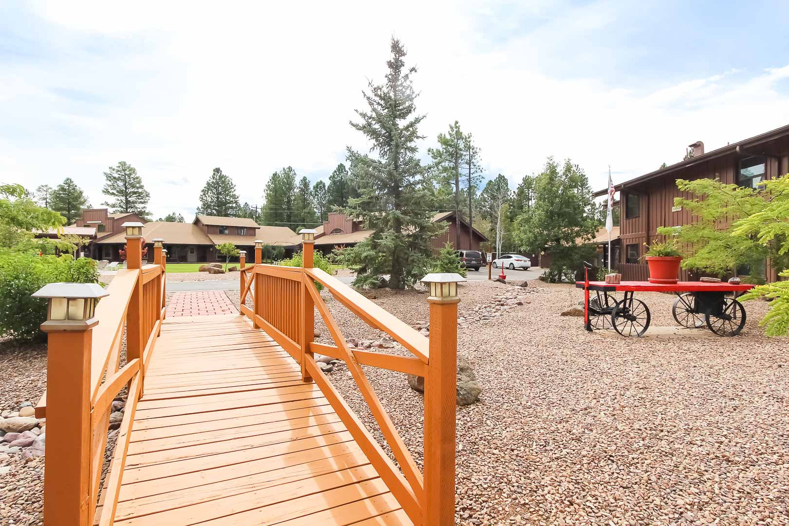 A welcoming entrance at VRI's Roundhouse Resort in Pinetop, Arizona.
